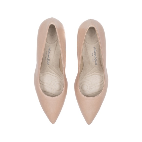 Antonia Saint NY All Occasion Nappa Leather Casual Woven Block Heel Pumps Almond - Picture 2 of 8